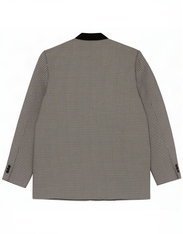 Vintage Damen 1-Knopf-Blazerjacke UK 16 Large Grey Houndstooth