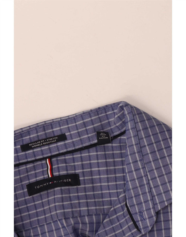 Tommy Hilfiger Herren-Hemd mit normaler Passform, 2XL, blau kariert, Baumwolle