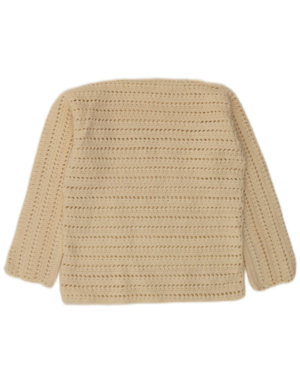Vintage Damen Pullover mit U-Boot-Ausschnitt, Gr. 14, Mittelweiß