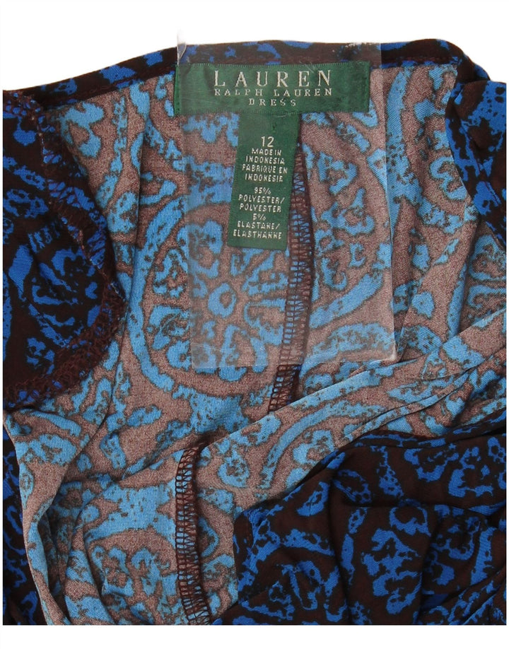 RALPH LAUREN Damen Ärmelloses Etuikleid US 12 Großes blaues Blumenmuster