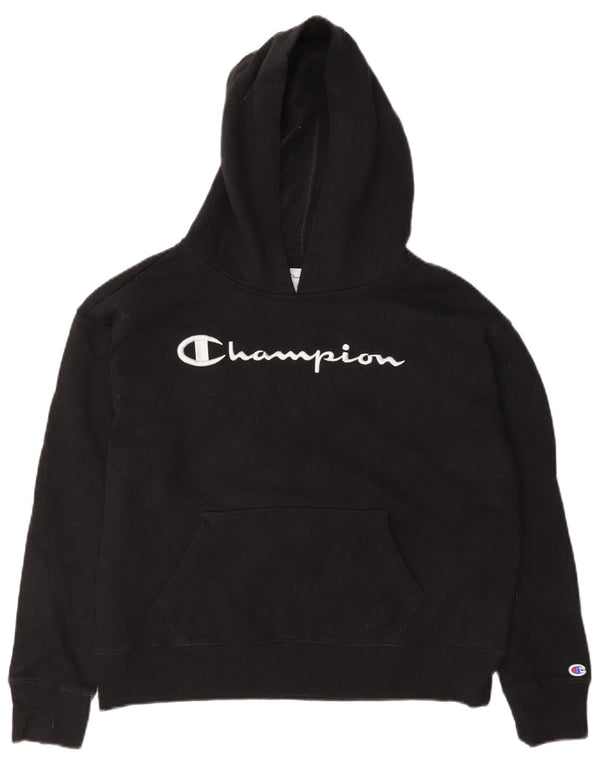Champion Womens Graphic Oversized Hoodie Pullover UK 10 Small Schwarz Baumwolle