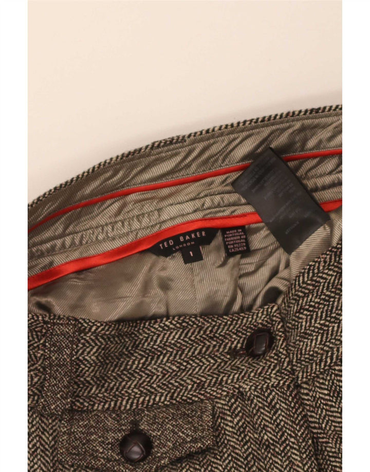 Ted Baker Damen-Bermudashorts, Größe 1 XS W30, brauner Herringbone-Klassiker