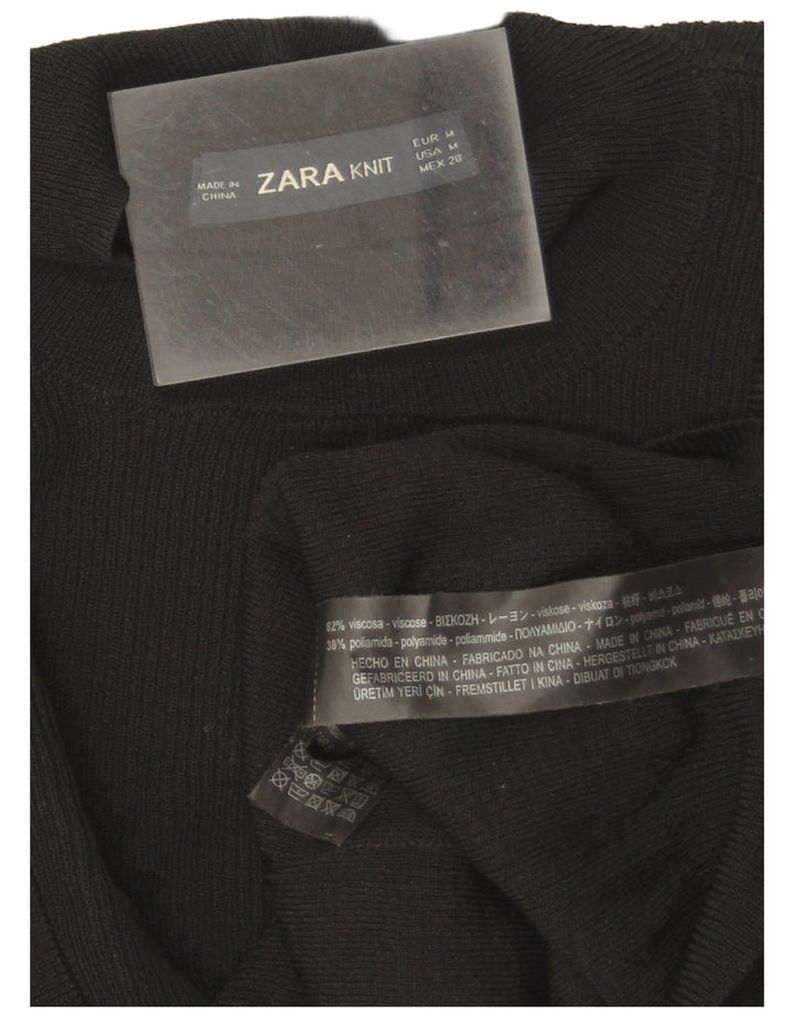 Zara Damen-Pullover mit Rüschen vorne und Rundhalsausschnitt, Gr. 12, mittelschwarz