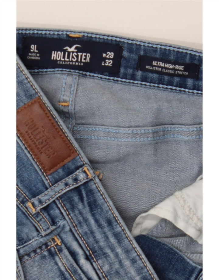 HOLLISTER Damen Distressed Skinny Jeans US 9 Medium W29 L32 Blaue Baumwolle