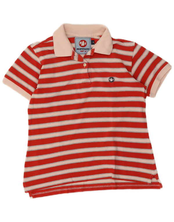 Murphy & Nye Damen Poloshirt UK 12 Mittelrot gestreift Baumwolle