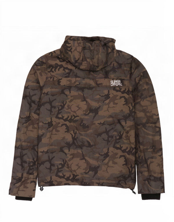 Superdry Herren-Regenjacke mit Kapuze, UK 42, XL, mehrfarbiges Camouflage-Nylon