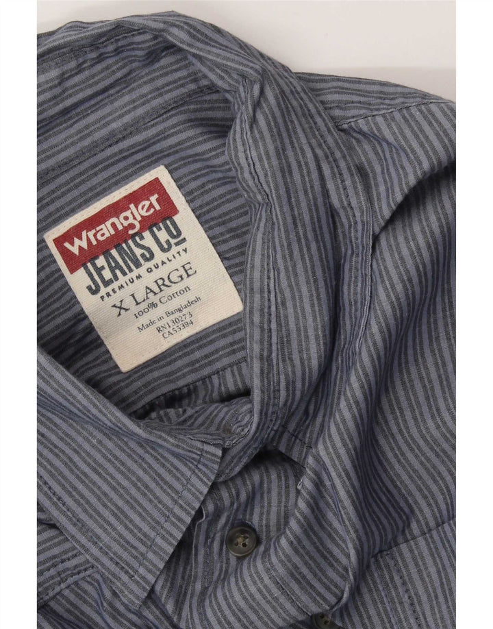 Wrangler Herrenhemd XL blau gestreift aus Baumwolle