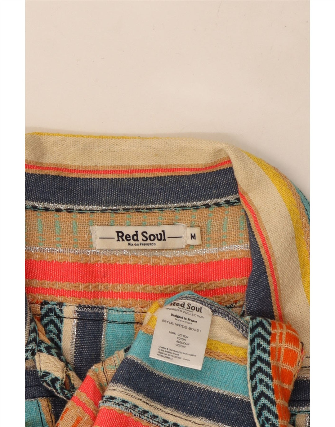 VINTAGE Damen Utility-Jacke UK 12 Medium Mehrfarbig gestreifte Baumwolle