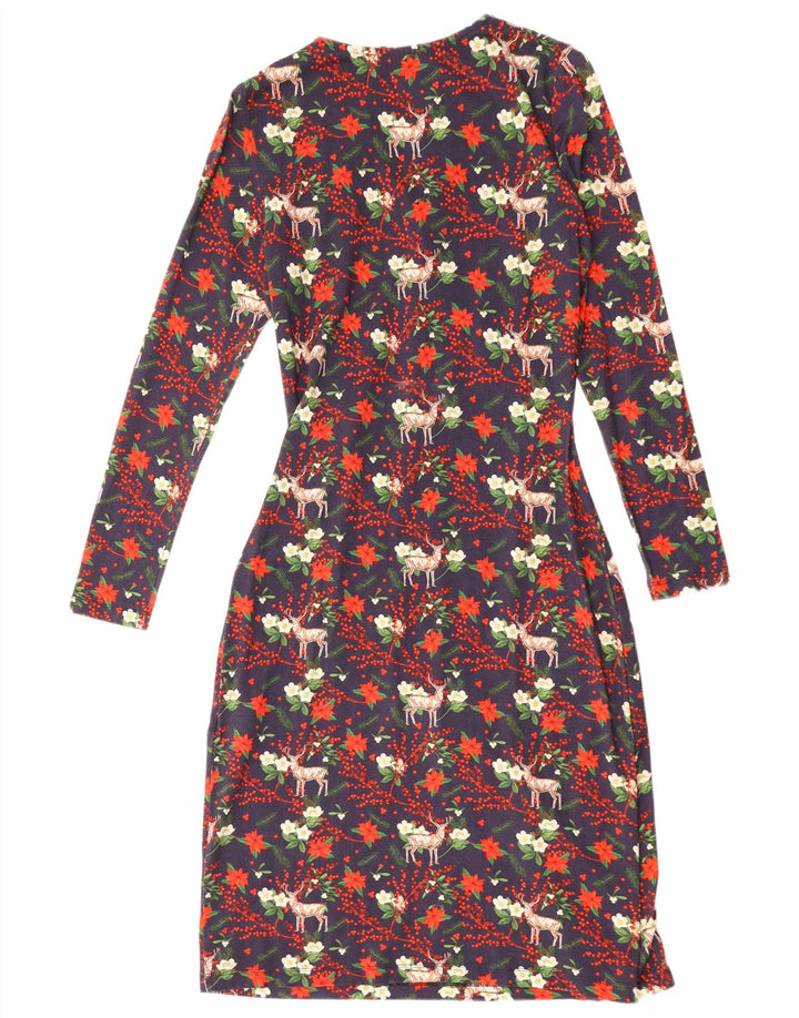 Joe Browns Damen-Etuikleid, Gr. 8, Marineblau, Viskose mit Blumenmuster