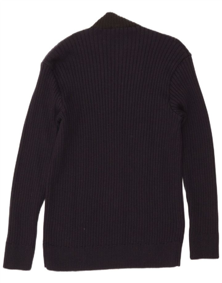 Vintage Herren-Pullover mit Rollkragen, groß, Marineblau, Farbblock