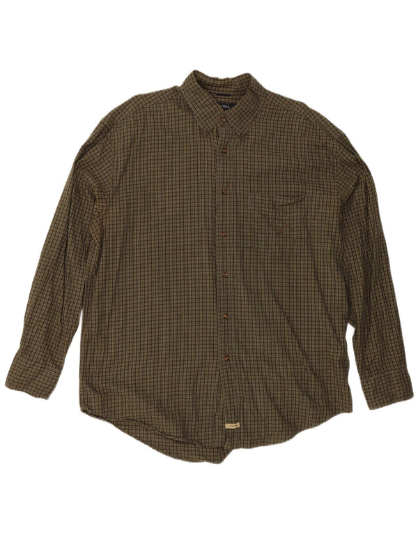 Nautica Herren-Flanellhemd XL, Khaki, kariert, Baumwolle