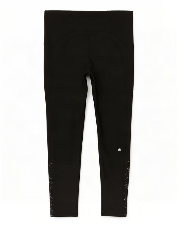 Lululemon Damen Crop Leggings US 10 Large Schwarz gepunktet