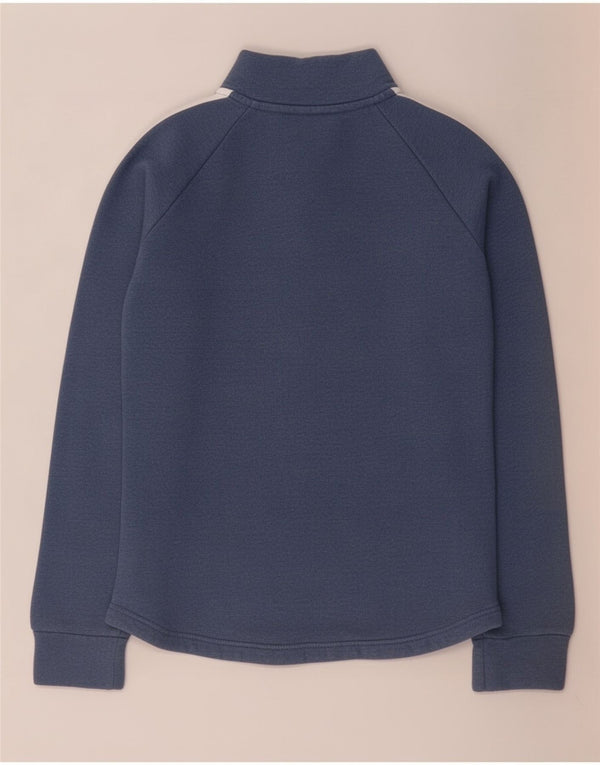 Adidas Womens Loose Fit Zip Neck Sweatshirt Pullover UK 4/6 XS Blaue Baumwolle