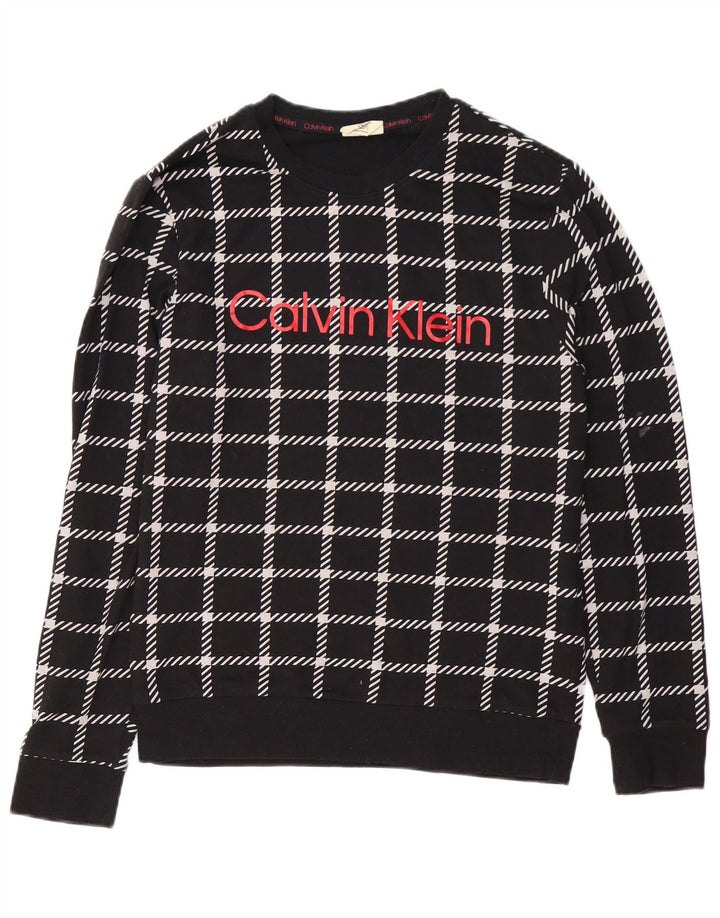 CALVIN KLEIN Herren Grafik-Sweatshirt-Pullover, klein, schwarz, kariert, Baumwolle