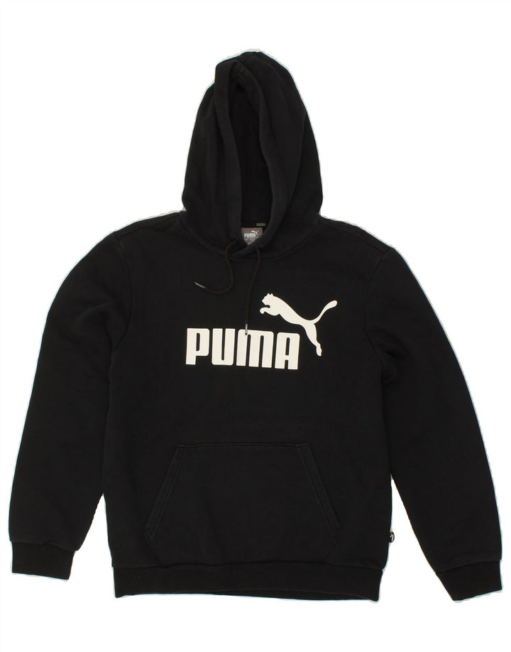 PUMA Mens Graphic Hoodie Jumper Small Black Cotton Vintage Puma and Second-Hand Puma from Messina Hembry 