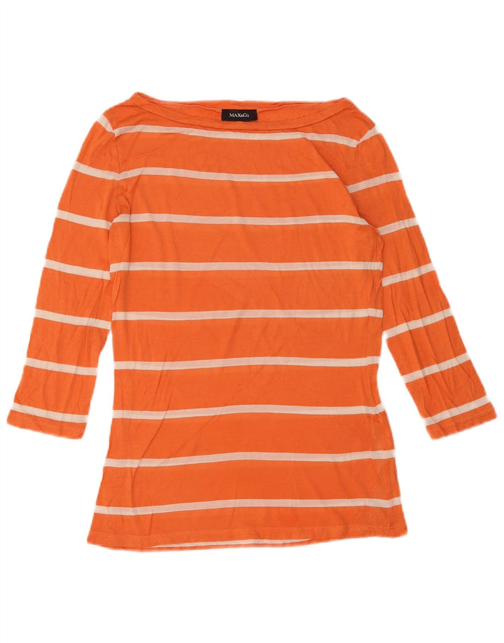 Max & Co. Damen-Oberteil mit 3/4-Ärmeln, Größe S, Orange, gestreift, Seide