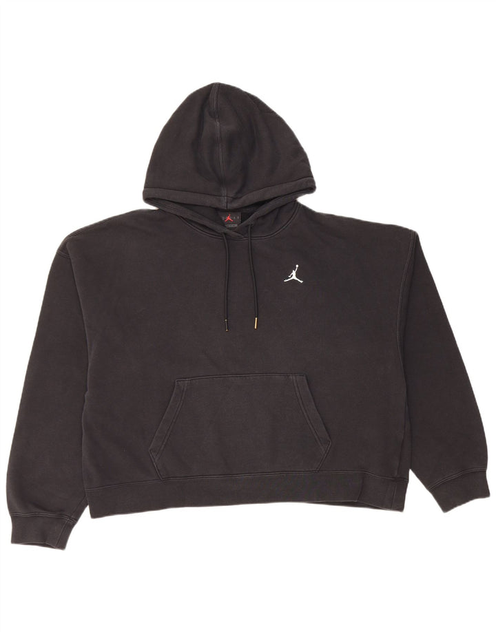 Jordan Womens Crop Oversized Hoodie Pullover UK 10 Small Schwarz