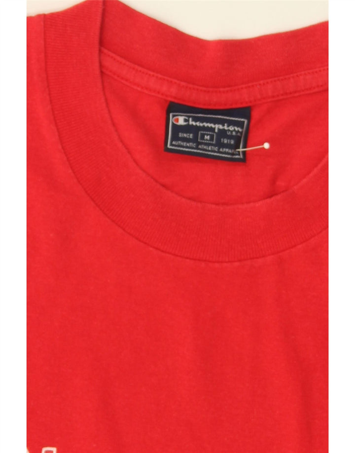 CHAMPION Mens Graphic T-Shirt Top Medium Red Vintage Champion and Second-Hand Champion from Messina Hembry 