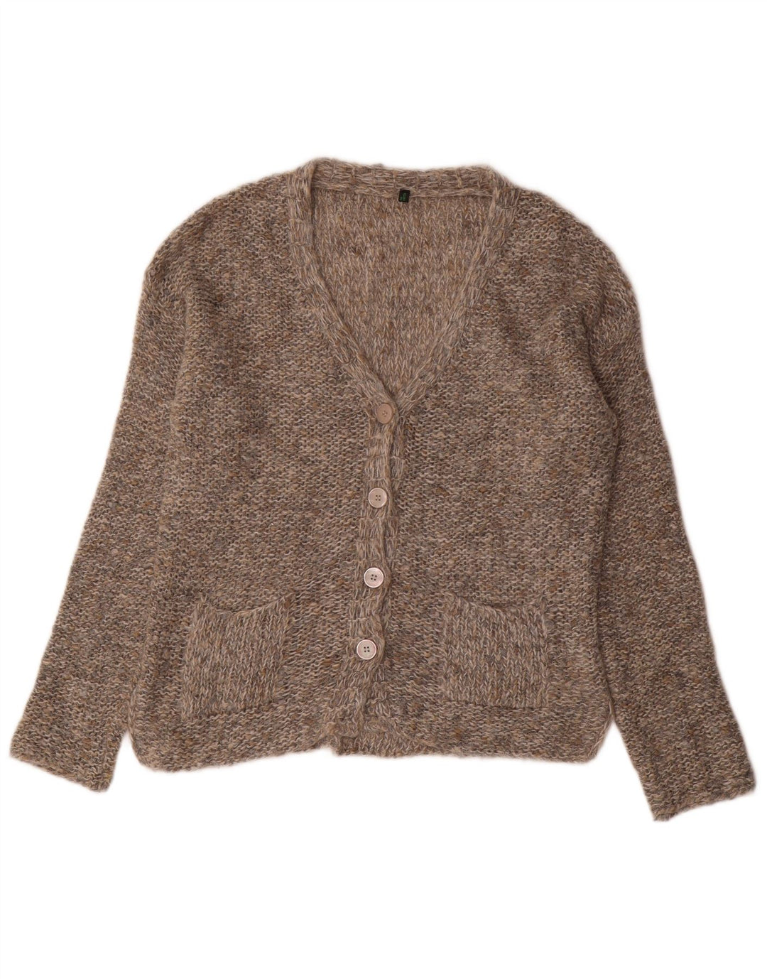 BENETTON Damen-Strickjacke in Übergröße, Gr. 6, XS, Grau, Acryl