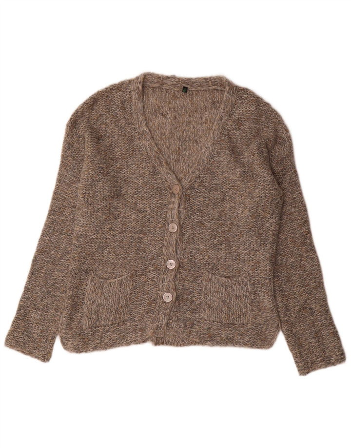 BENETTON Damen-Strickjacke in Übergröße, Gr. 6, XS, Grau, Acryl