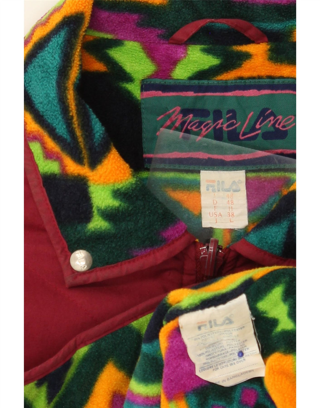 FILA Herren Steppjacke IT 48 Medium Burgunder Geometrisches Polyester