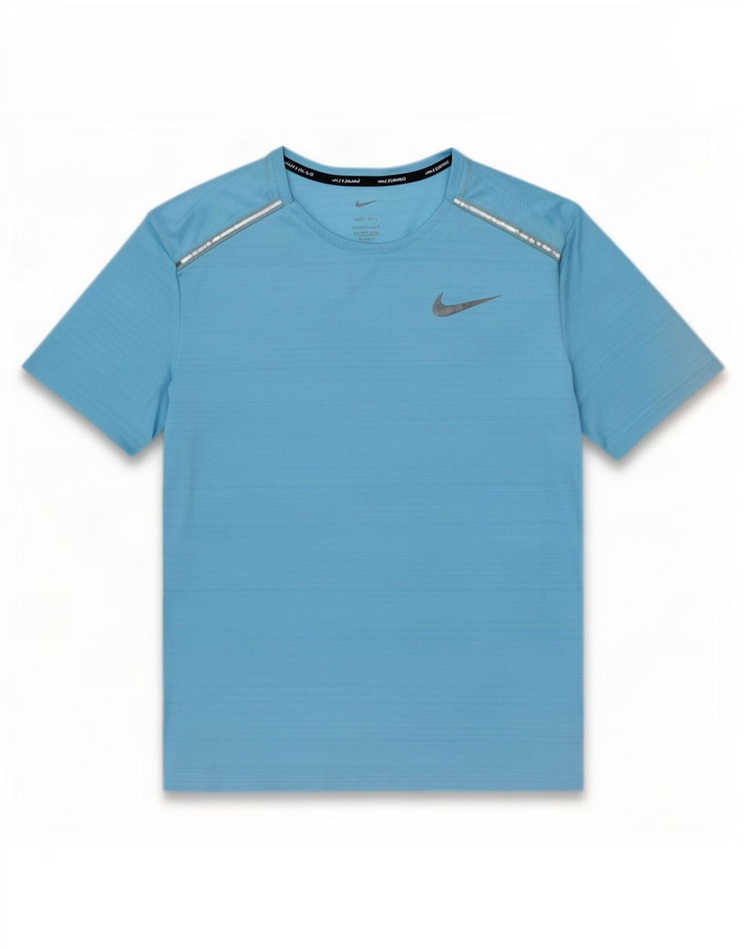 Nike Herren Dri Fit T-Shirt Top, großes blaues Nadelstreifen-Polyester