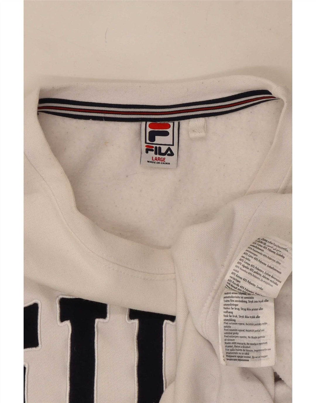 Fila Herren-Sweatshirt mit Grafik, groß, aus weißer Baumwolle