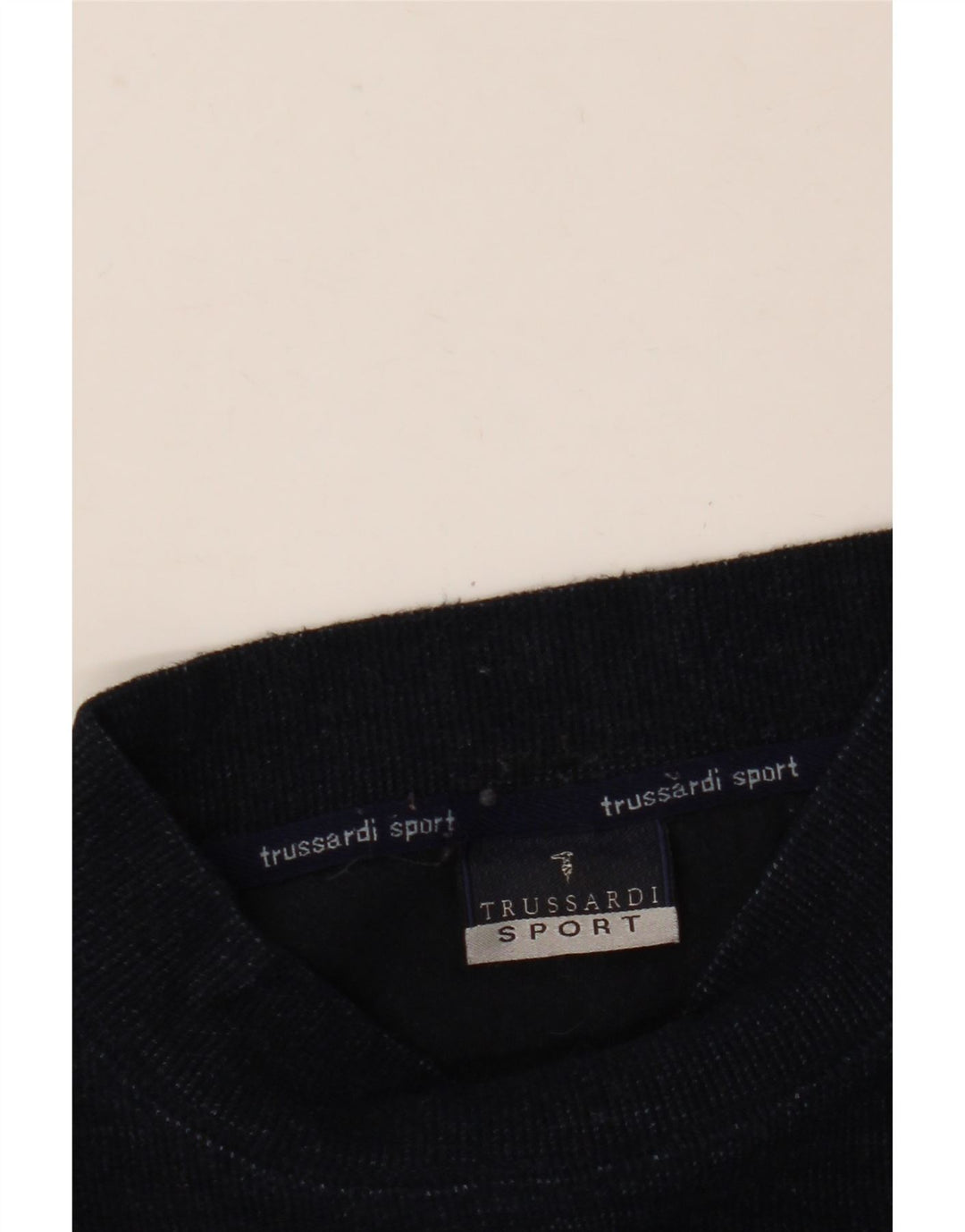 TRUSSARDI Herren-Pullover mit Rollkragen, Grafik, groß, marineblaue Wolle