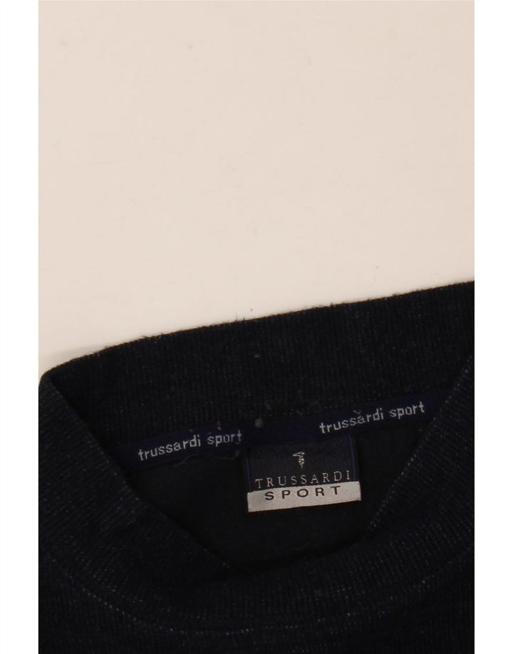 TRUSSARDI Herren-Pullover mit Rollkragen, Grafik, groß, marineblaue Wolle