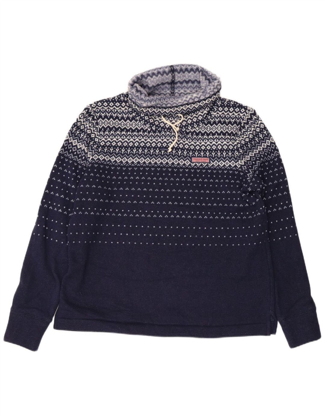 VINEYARD VINES Damen Sweatshirt Pullover UK 14 Medium Navy Blue Fair Isle