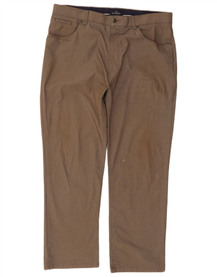Marks & Spencer Herren Blue Harbour Chinohose W38 L29 Braun kariert