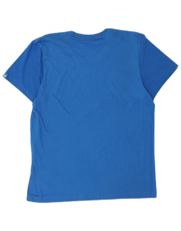 Adidas Herren Grafik-T-Shirt aus mittelblauer Baumwolle