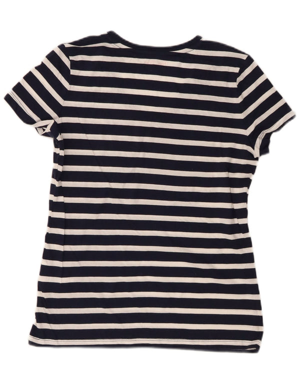 Nautica Damen T-Shirt Top UK 10 Small Marineblau gestreift aus Baumwolle