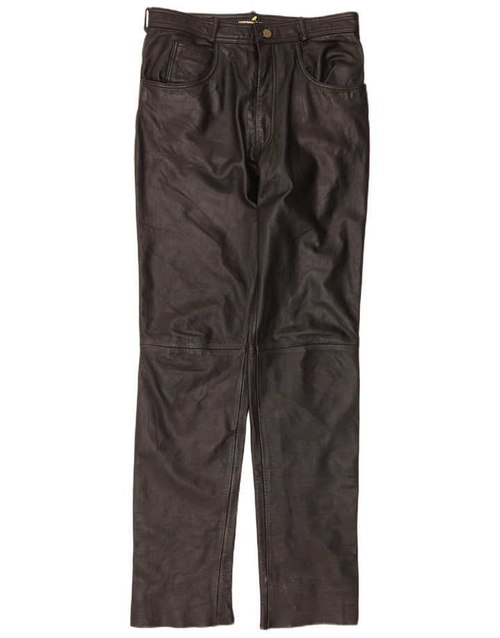 Linus Herren Slim Lederhose W34 L34 Schwarz
