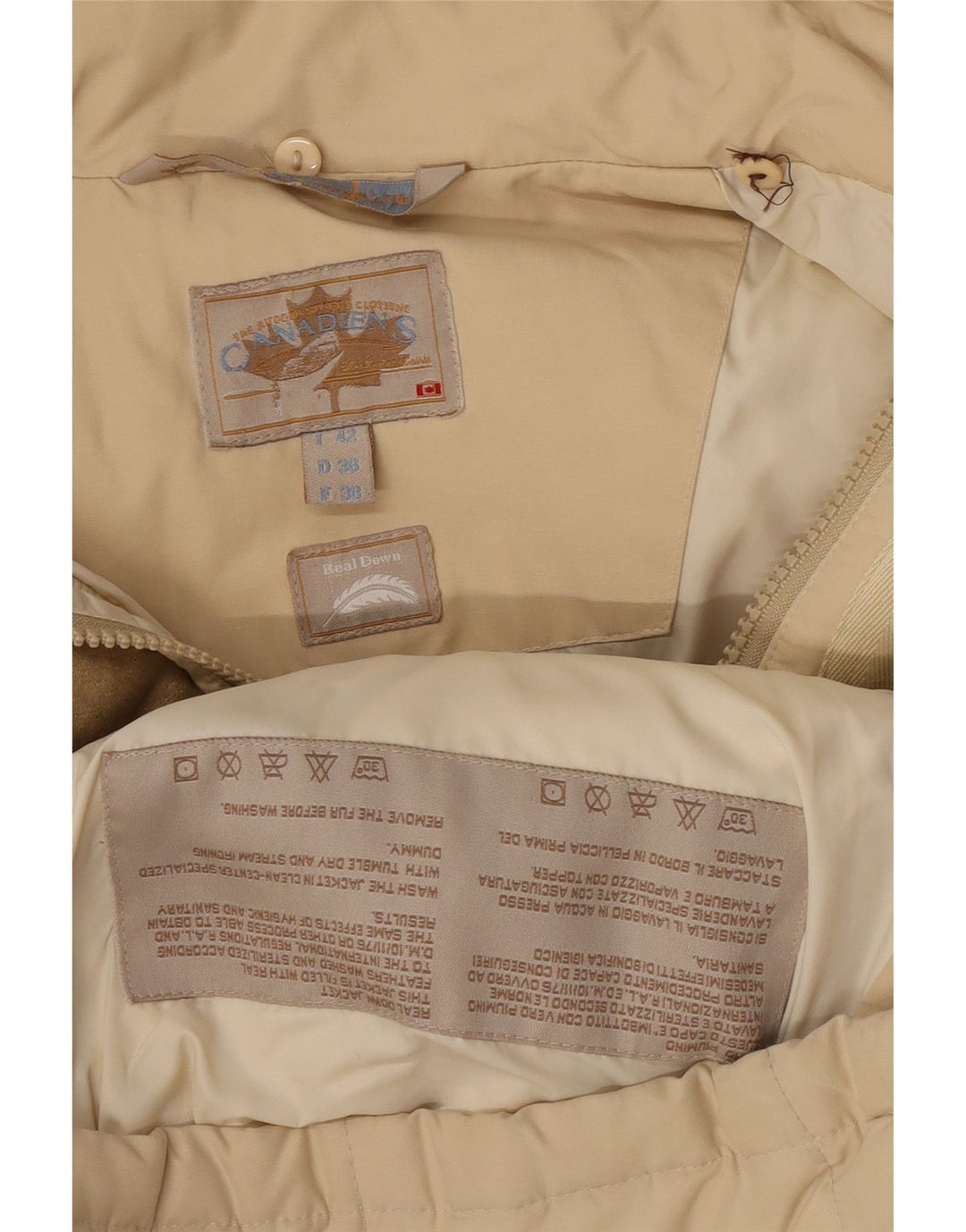 Canadiens Damen Wattierter Mantel IT 42 Mittelbeige