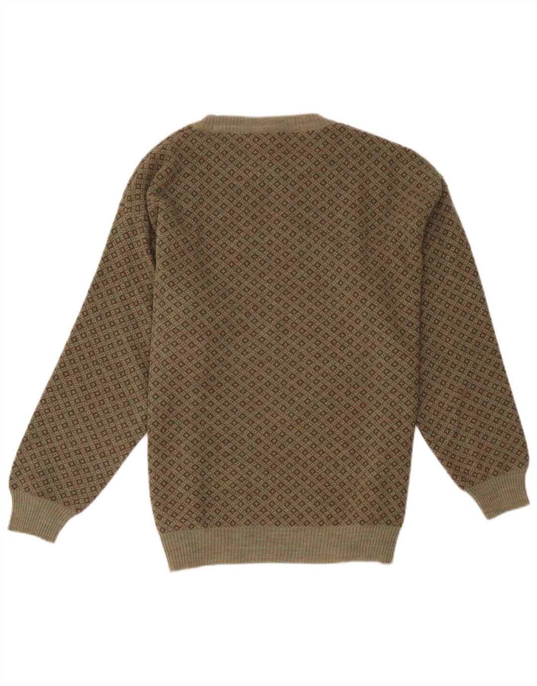 Rodes Herren-Pullover mit Rundhalsausschnitt, XL, Khaki, geometrische Wolle