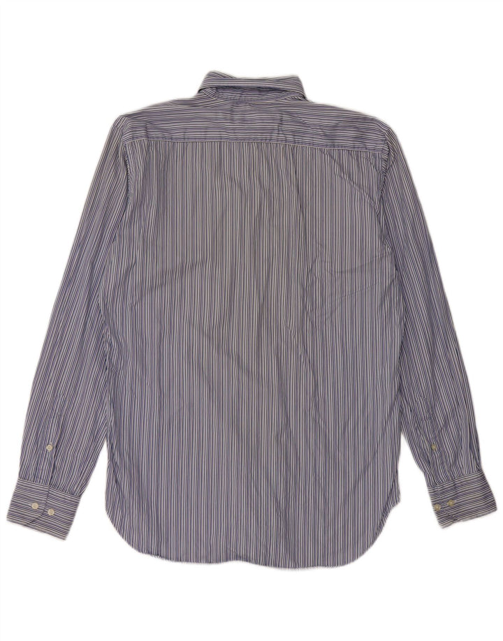 Etro Herrenhemd Größe 40 mittelblau gestreifte Baumwolle