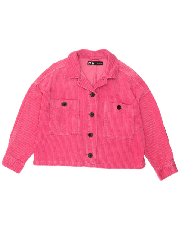 Zara Damen Übergroße Cordjacke UK 16 Große rosa Baumwolle