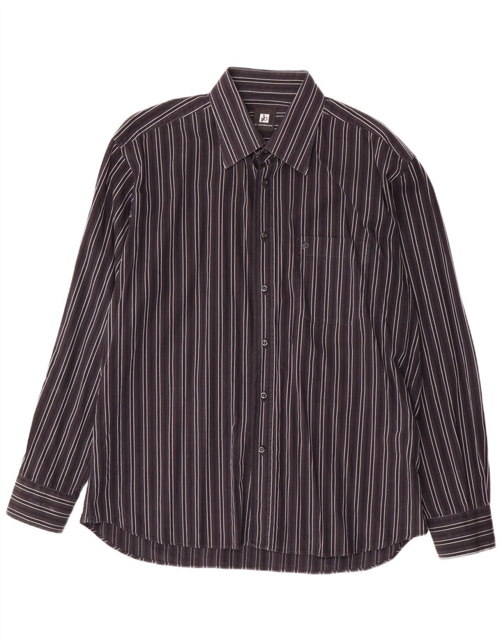 Roccobarocco Herrenhemd Größe 43 17 XL grau gestreifte Baumwolle