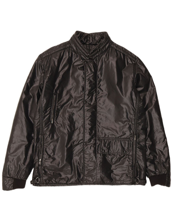 Vintage Herren Wattierte Jacke IT 56 3XL Schwarze Baumwolle