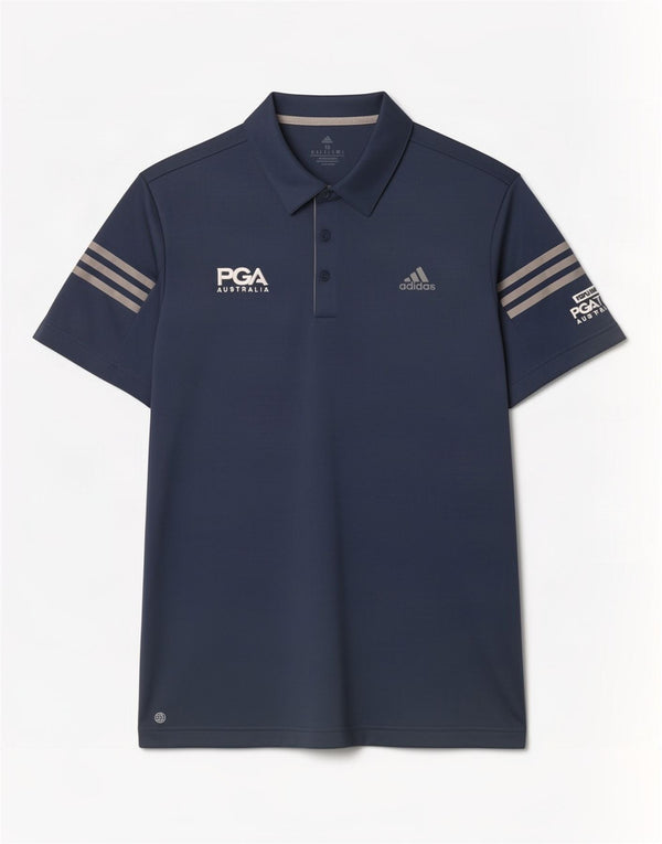 Adidas Mens Graphic Polo Shirt Medium Navy Blue Polyester