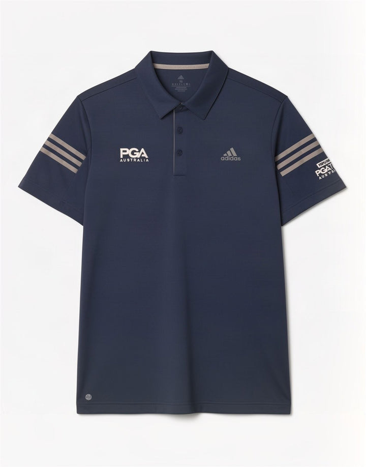 Adidas Herren-Poloshirt mit Grafik, mittelgroß, Marineblau, Polyester