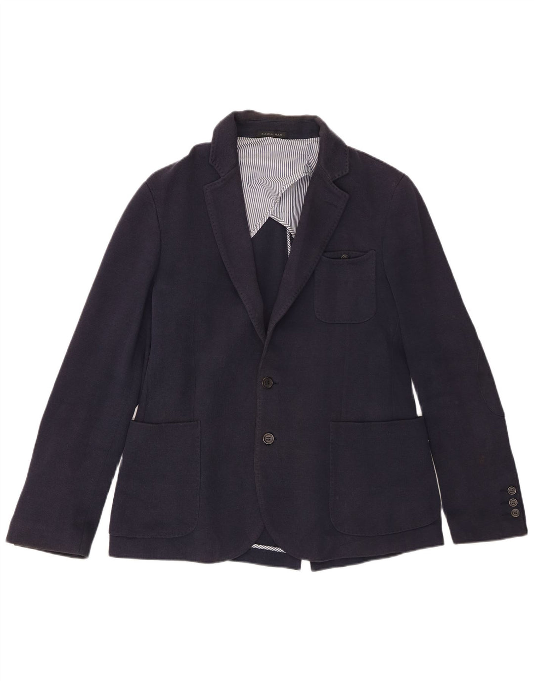 Zara Herren-Blazer mit 2 Knöpfen, EU 50, mittelmarineblaue Baumwolle