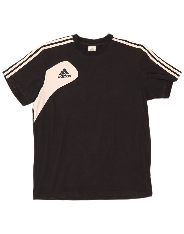 ADIDAS Herren T-Shirt Top UK 42/44 Large Schwarz Colourblock Baumwolle