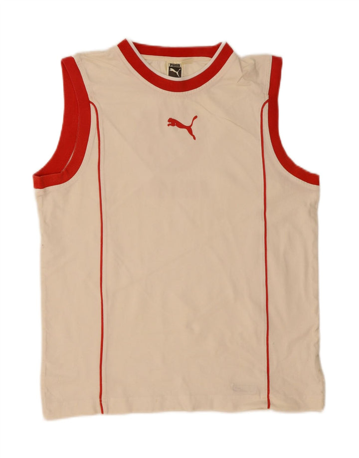 PUMA Womens Graphic Vest Top UK 16 Large Beige Colourblock