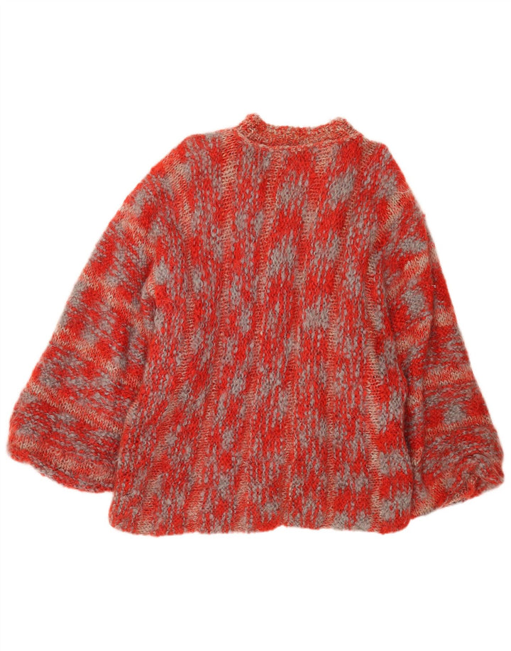 Vintage Damen-Strickjacke in Übergröße, Gr. 16, groß, rot gefleckt