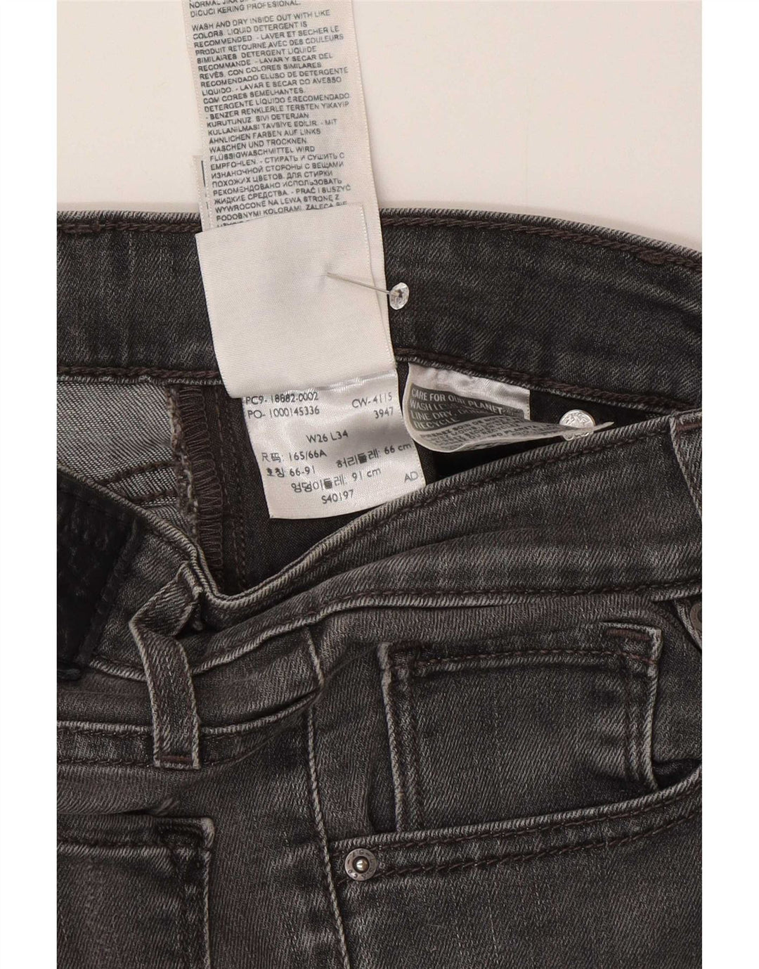 Levi's Damen Skinny Jeans W26 L34 Graue Baumwolle