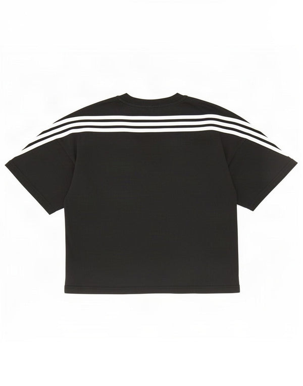 Adidas Damen Crop T-Shirt Top UK 12/14 Mittelschwarze Baumwolle