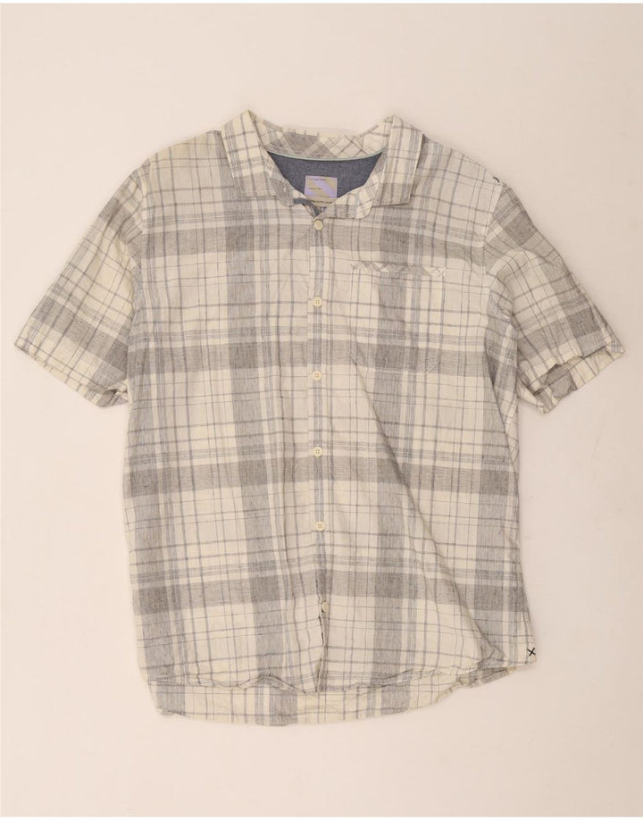 Fat Face Herren-Kurzarmhemd 2XL, grau kariert, Baumwolle
