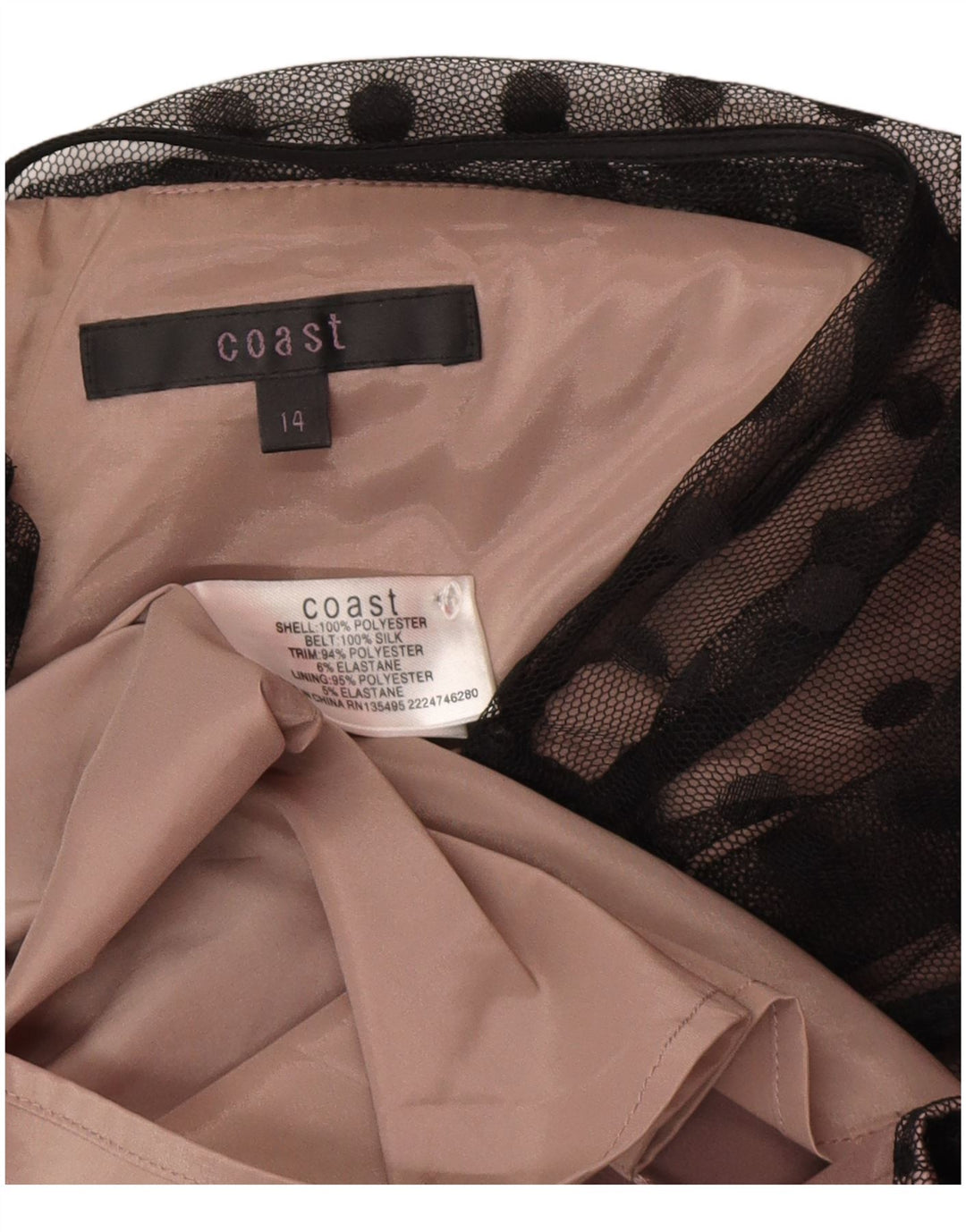 Coast Damen-Etuikleid mit 3/4-Ärmeln, UK-Größe 44, Mittelschwarz, gepunktet, Polyester